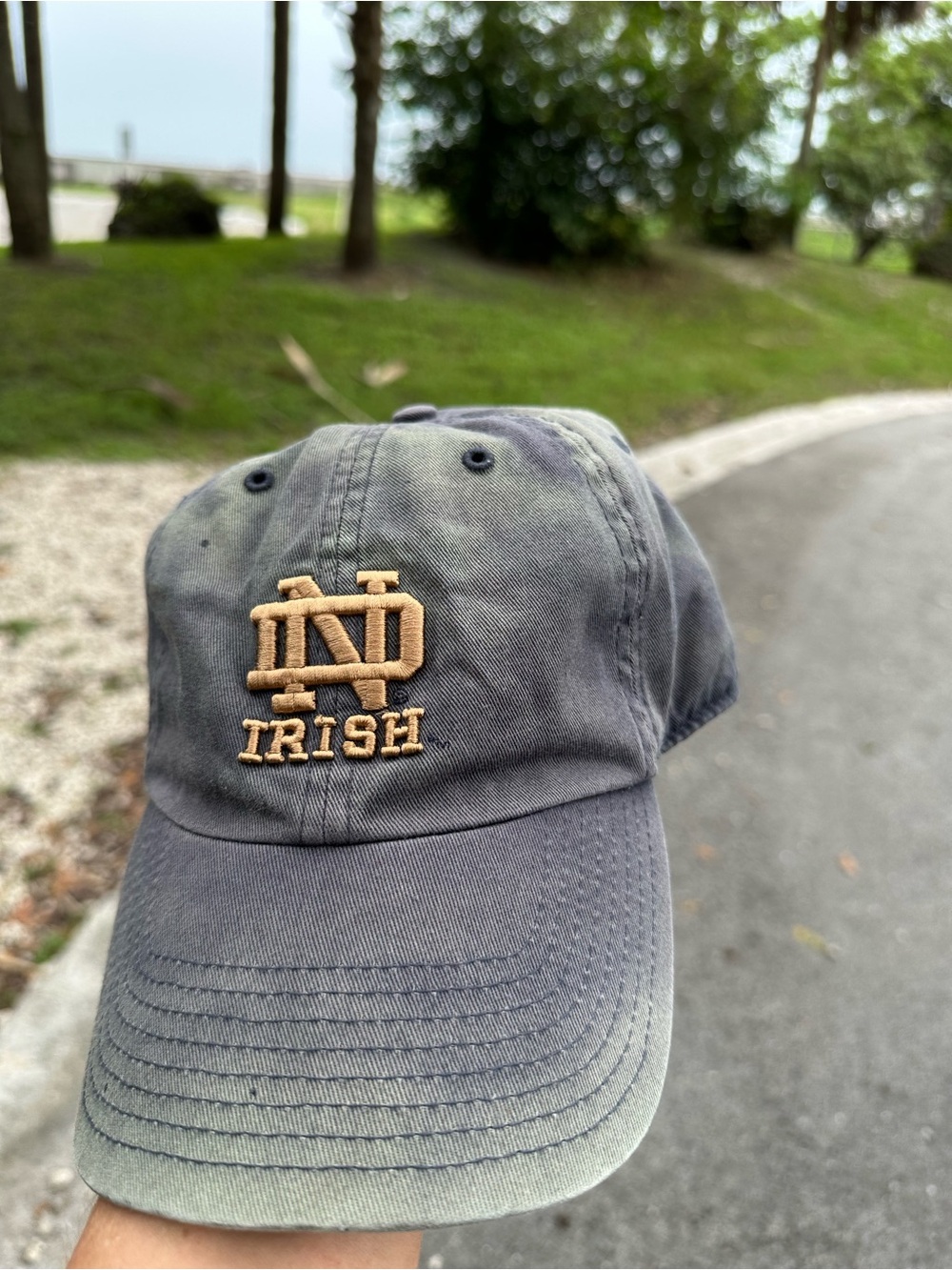 Notre Dame Irish Embroidered Gray Baseball Cap